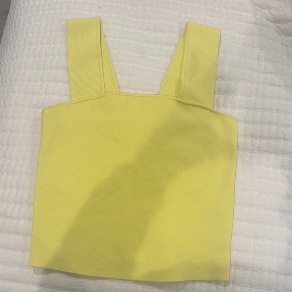Alice & Olivia Yellow Square Neck Crop Tank Top